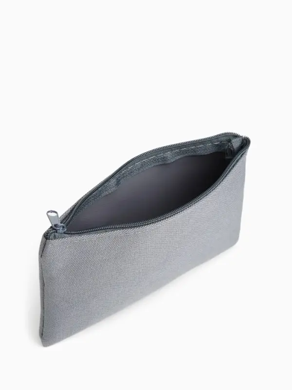 Косметичка-пенал на молнии, плоская, маленькая, однотонная, серая