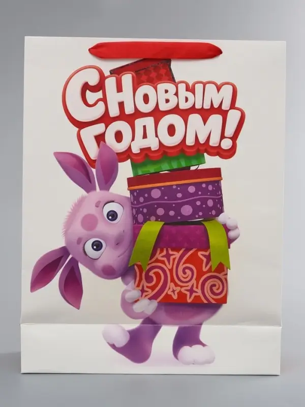 Пакет подарочный &laquo;Новый год&raquo;, Лунтик, L. 31 х11,5 х 40 см