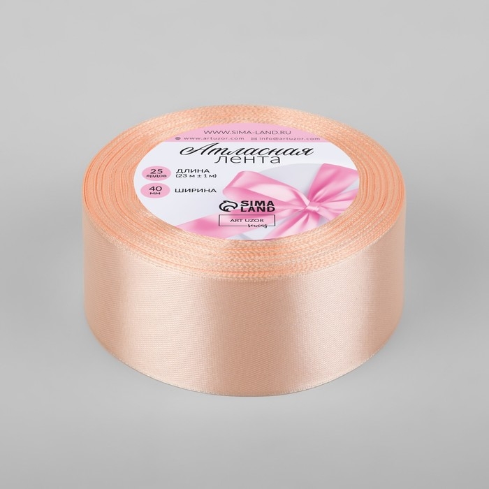 Лента атласная, 40 мм × 23 ± 1 м, цвет кремово-розовый №6 Лента атласная, 40 мм × 23 ± 1 м, цвет кремово-розовый №6