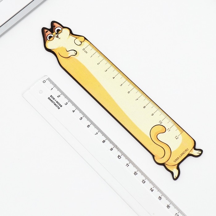 Линейка деревянная 15 см, фигурная Линейка деревянная 15 см, фигурная "Кот"