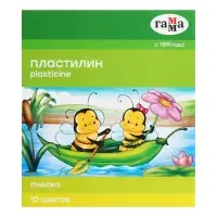Пластилин мягкий (восковой) Гамма &laquo;Пчёлка&raquo;, 10 цветов, 150 г, со стеком, картонная коробка