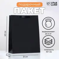 Пакет подарочный ламинированный &laquo;Чёрный&raquo;, 31&times;40&times;14 см