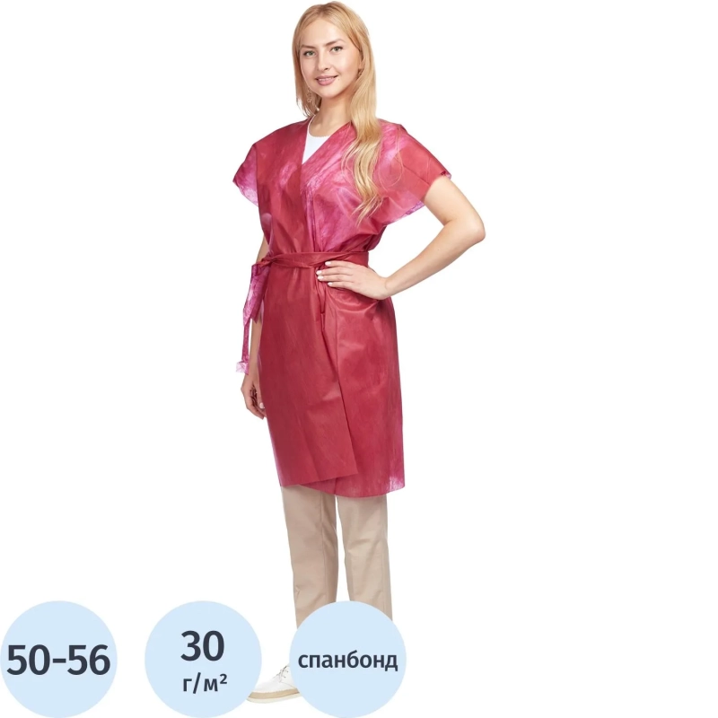 Халат н/с Кимоно спандбонд розовый, 10шт/уп