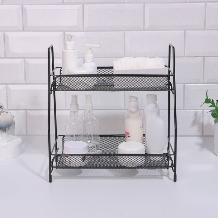 Органайзер для хранения косметических средств/принадлежностей, двухуровневый, 31 &times; 32 &times; 17 см, цвет чёрный