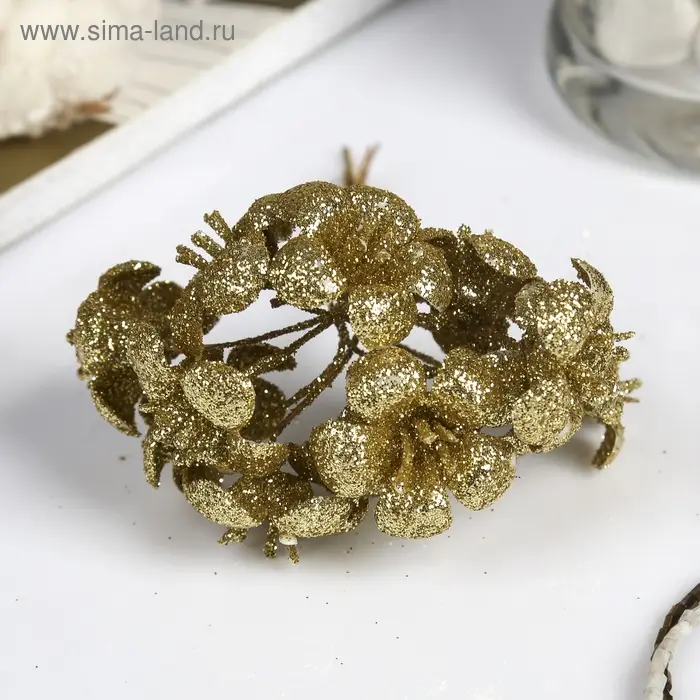 Декор для творчества Декор для творчества "Золотые цветы" 10 см (1 набор=1 букету) в букете 12 цветов