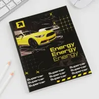 Тетрадь в клетку, 96 л., А5, на скрепке, блок №1, Energy