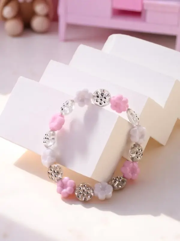 Браслет детский «Выбражулька» цветочки нежные, цвет бело-розовый Браслет детский «Выбражулька» цветочки нежные, цвет бело-розовый
