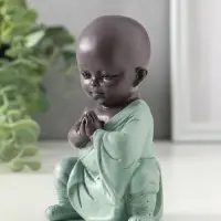 Сувенир полистоун "Маленький будда - медитация" зелёно-коричневый 5,8х7,7х12,3 см