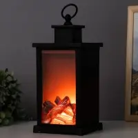 Ночник RISALUX &laquo;Камин&raquo;, LED, 13&times;13&times;30 см, чёрный