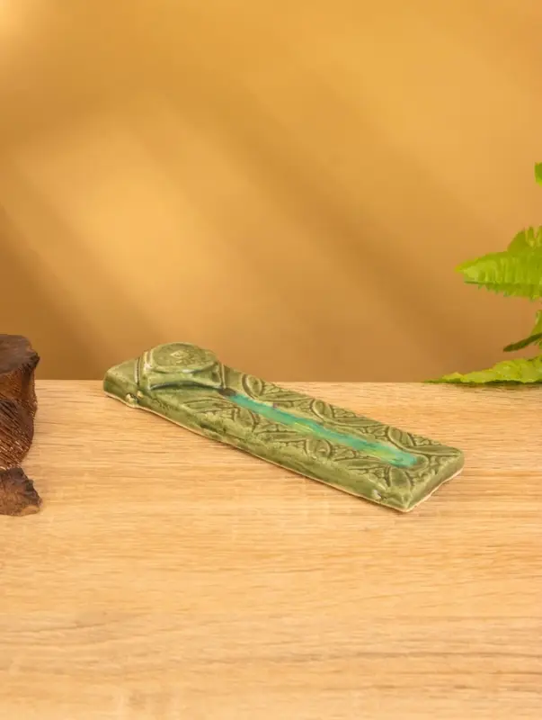 Подставка под благовония  Подставка под благовония "Орнамент" керамика, цв. зелёный, 15,5х4х1 см