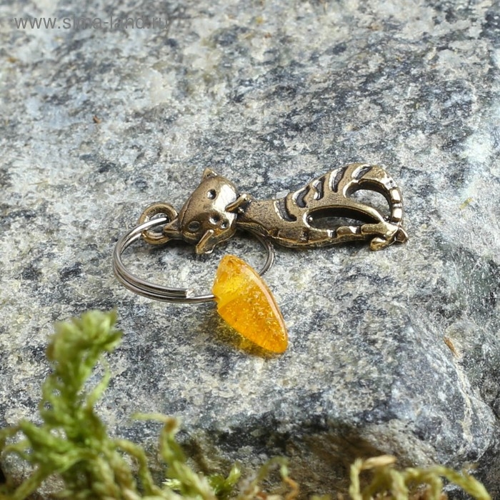 Брелок-талисман  Брелок-талисман "Кошка", натуральный янтарь