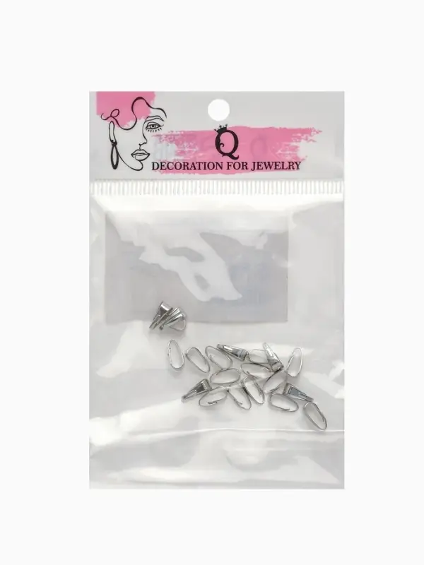 Держатель для кулонов (набор 20 шт.) 8&times;4 мм, цвет серебро