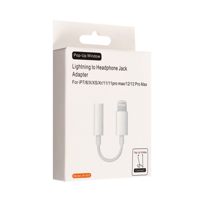 Переходник  Lightning на Jack 3.5, музыка + гарнитура, BT, белый Переходник  Lightning на Jack 3.5, музыка + гарнитура, BT, белый