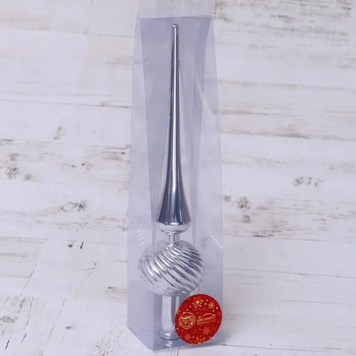 Верхушка на ёлку &laquo;Классика полосы&raquo; 28 см, серебристый