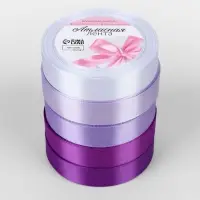 Атласная лента, набор 5 шт., 20 мм, 23&plusmn;1 м, фиолетовая, сиреневая