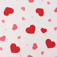 Пленка для цветов, "Сердца на белом", красная, 57х57 см