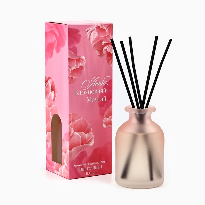 Диффузор ароматический палочки, ароматизатор для дома «Аромадиффузор: Люби», аромат цветочный, 100 мл