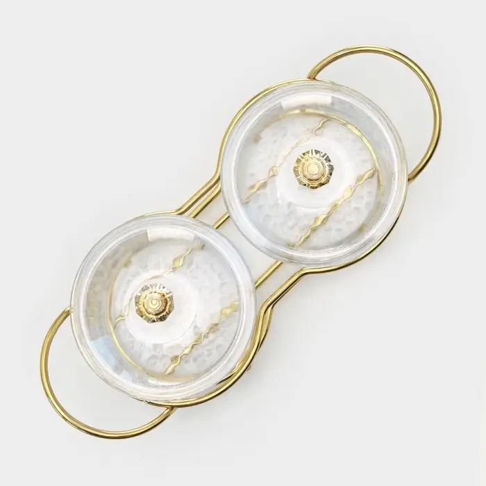 Набор конфетниц Magistro &laquo;Богема&raquo;, 24&times;9.5&times;8.5 см, на подставке. 2 шт., стекло, цвет металла золотистый