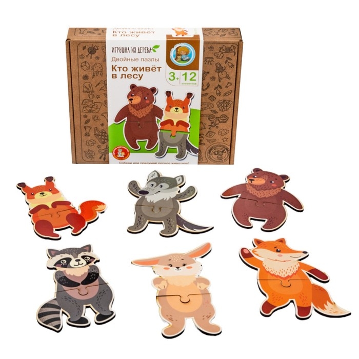 Пазлы «Кто живет в лесу» 12 эл. Пазлы «Кто живет в лесу» 12 эл.
