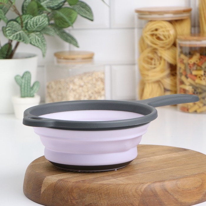 Дуршлаг складной Доляна «Волна», d=20 см, цвет сиреневый Дуршлаг складной Доляна «Волна», d=20 см, цвет сиреневый