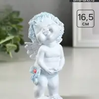 Фигурка полистоун &laquo;Счастливый ангелочек&raquo;, белый, 16.5&times;7&times;7 см
