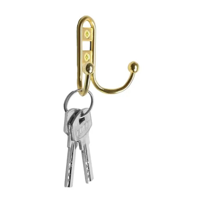 Крючок мебельный ТУНДРА TKd=016, двухрожковый, золото