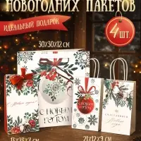 Пакеты подарочные новогодние &laquo;Новогодняя пора&raquo;, набор 4 шт.