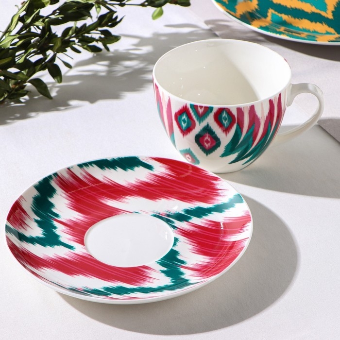 Чайная пара фарфоровая Доляна Askım, 2 предмета: чашка 250 мл, блюдце d=15 см, цвет разноцветный Чайная пара фарфоровая Доляна Askım, 2 предмета: чашка 250 мл, блюдце d=15 см, цвет разноцветный
