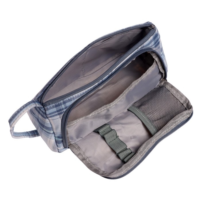 Пенал мягкий 2 отделения, 95 х 210 х 90 мм, объёмный с откидной планкой, с ручкой, Calligrata, Пенал мягкий 2 отделения, 95 х 210 х 90 мм, объёмный с откидной планкой, с ручкой, Calligrata, "Шотландка", серо-белая