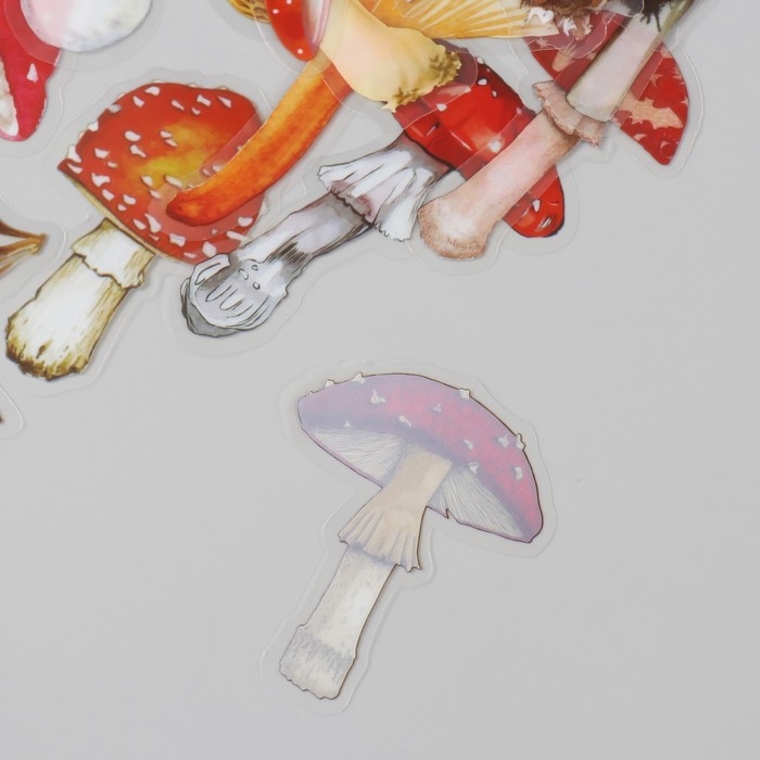 Наклейки для творчества пластик PVC Наклейки для творчества пластик PVC "Грибные истории" набор 40 шт 9х10.5 см