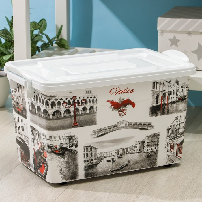 Контейнер для хранения с крышкой «Венеция», 35 л, 50,5×31×30 см, на колёсиках, цвет белый Контейнер для хранения с крышкой «Венеция», 35 л, 50,5×31×30 см, на колёсиках, цвет белый