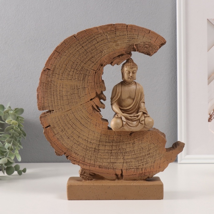 Сувенир полистоун Сувенир полистоун "Будда - Мудра Дхьяна - медитация в разрезе дерева" 6,5х27х27 см