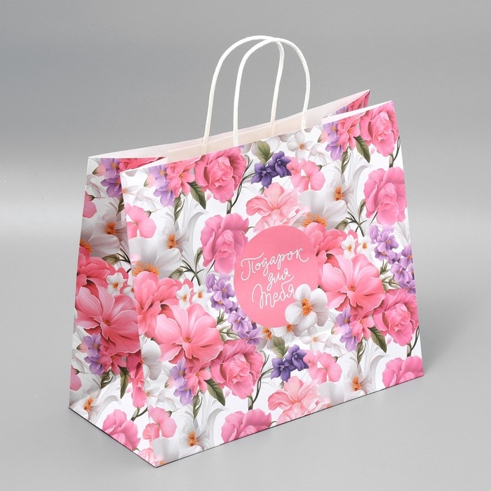 Пакет подарочный крафтовый, упаковка, «Подарок для тебя»,цветы, 32 х 28 х 15 см Пакет подарочный крафтовый, упаковка, «Подарок для тебя»,цветы, 32 х 28 х 15 см