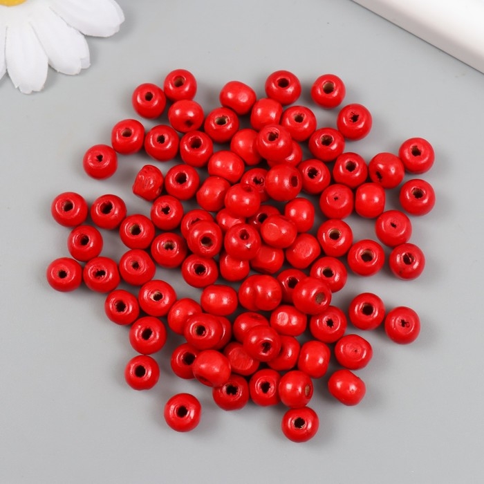 Бусины для творчества дерево Бусины для творчества дерево "Красные" d=0,8 см набор 20 гр