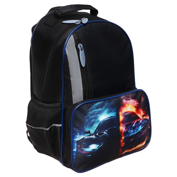 Рюкзак школьный, 37 х 26 х 13 см, эргономичная спинка, Calligrata ОРТ "Тачка в огне"