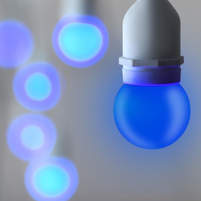 Лампа светодиодная Luazon Lighting, G45, Е27, 1.5 Вт, для белт-лайта, синяя, наб 20 шт Лампа светодиодная Luazon Lighting, G45, Е27, 1.5 Вт, для белт-лайта, синяя, наб 20 шт