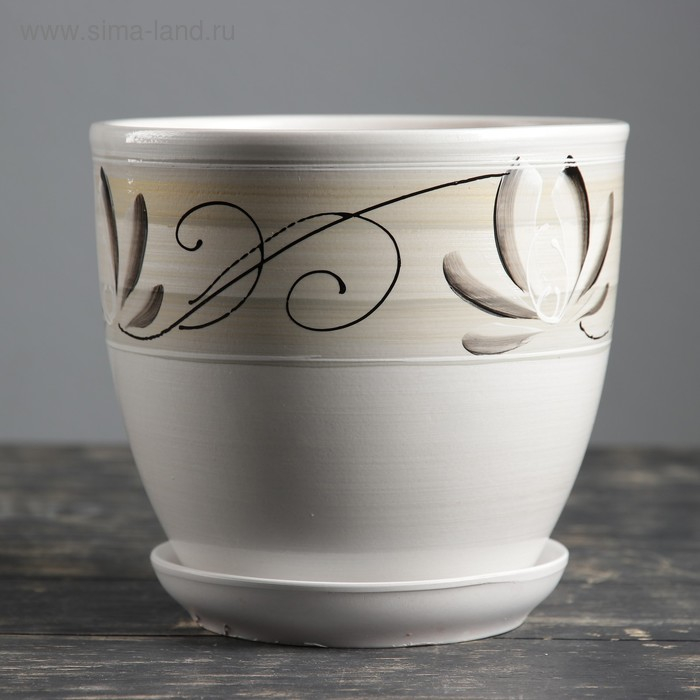 Горшок цветочный Лотос Белый 2,5 л Горшок цветочный Лотос Белый 2,5 л