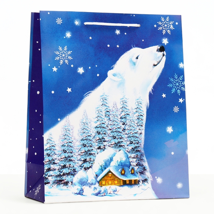 Новый год. Пакет подарочный Новый год. Пакет подарочный "Северный мишка", 26 х 32 х 12 см.