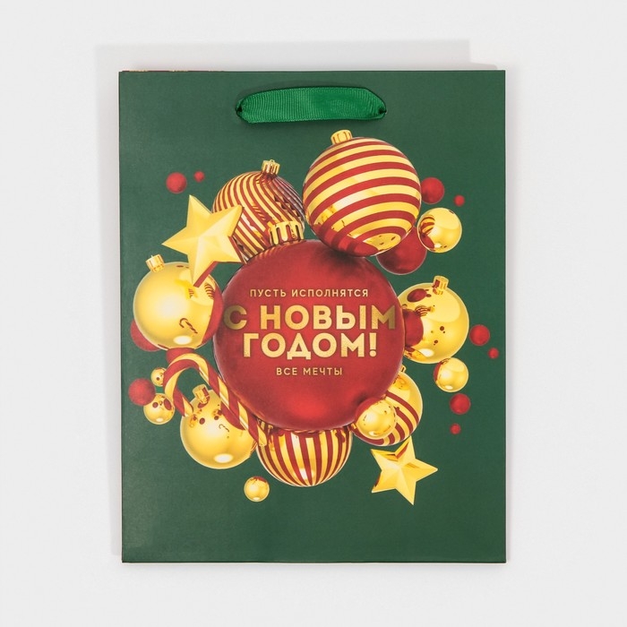 Пакет подарочный новогодний ламинированный «Пусть исполнятся все мечты», MS 18 х 23 х 10 см, Новый год Пакет подарочный новогодний ламинированный «Пусть исполнятся все мечты», MS 18 х 23 х 10 см, Новый год