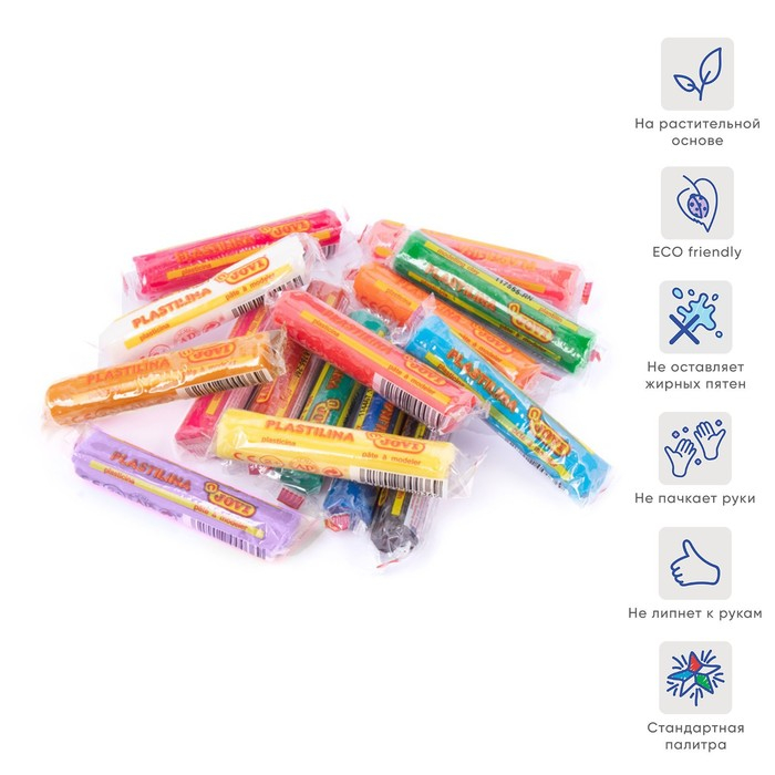 Пластилин на растительной основе 15 цветов 225 г, JOVI, картон, европодвес, ДЛЯ МАЛЫШЕЙ Пластилин на растительной основе 15 цветов 225 г, JOVI, картон, европодвес, ДЛЯ МАЛЫШЕЙ