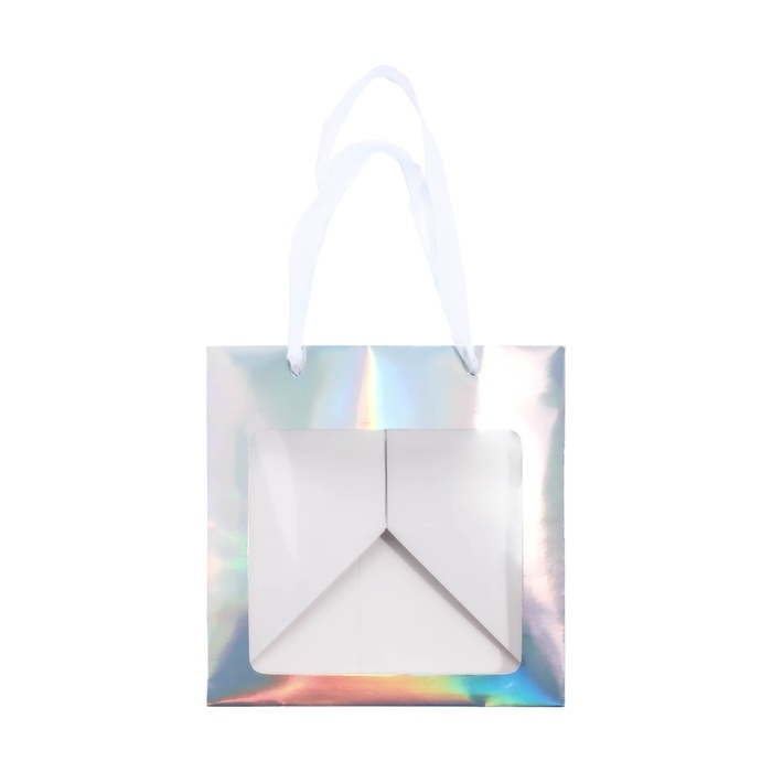 Пакет для торта с квадратным дном и окном, голографический, 20 х 20 х 20 см