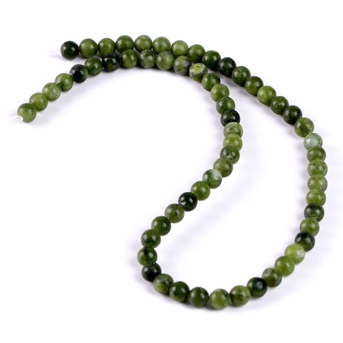 Бусины из натурального камня &laquo;Зелёный нефрит&raquo; набор 58 шт., размер 1 шт. &mdash; 6 мм