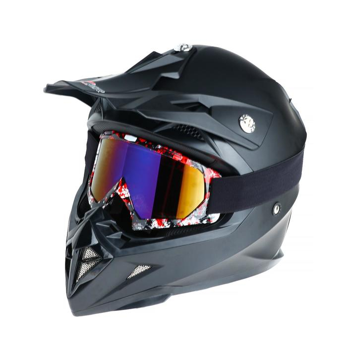 Очки-маска для езды на мототехнике, стекло сине-фиолетовый хамелеон, черно-красные, ОМ-25 Очки-маска для езды на мототехнике, стекло сине-фиолетовый хамелеон, черно-красные, ОМ-25