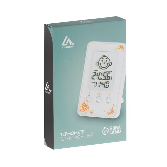 Термометр Luazon LTR-12, электронный, указатель влажности, часы, МИКС Термометр Luazon LTR-12, электронный, указатель влажности, часы, МИКС
