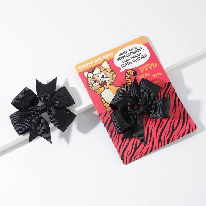 Заколка для волос с бантом «Котик« 10 х 14 см Заколка для волос с бантом «Котик« 10 х 14 см