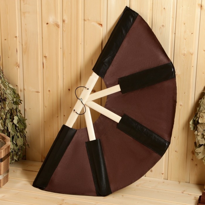 Веер банный для разгона пара коричневый, кожа Веер банный для разгона пара коричневый, кожа