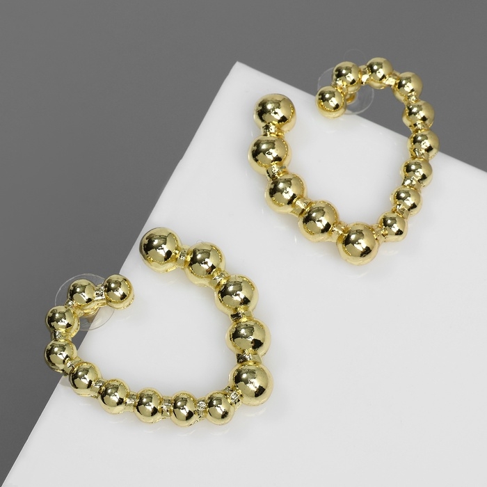 Серьги металл Серьги металл "Сердца" воссоединение, цвет золото