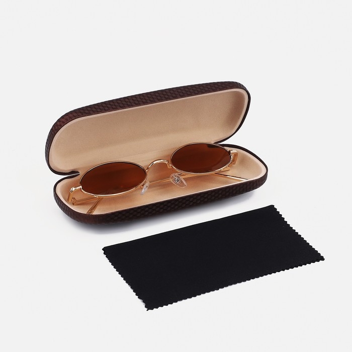 Футляр для очков на хлопушке, длина 16 см, цвет коричневый Футляр для очков на хлопушке, длина 16 см, цвет коричневый