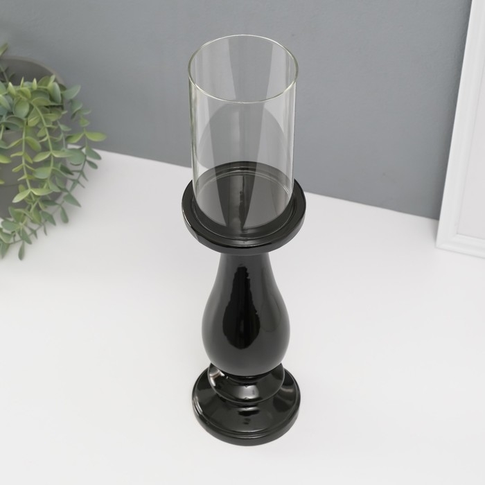 Подсвечник керамика, стекло на 1 свечу Подсвечник керамика, стекло на 1 свечу "Аванти" d=8 см чёрный 10х10х40,5 см