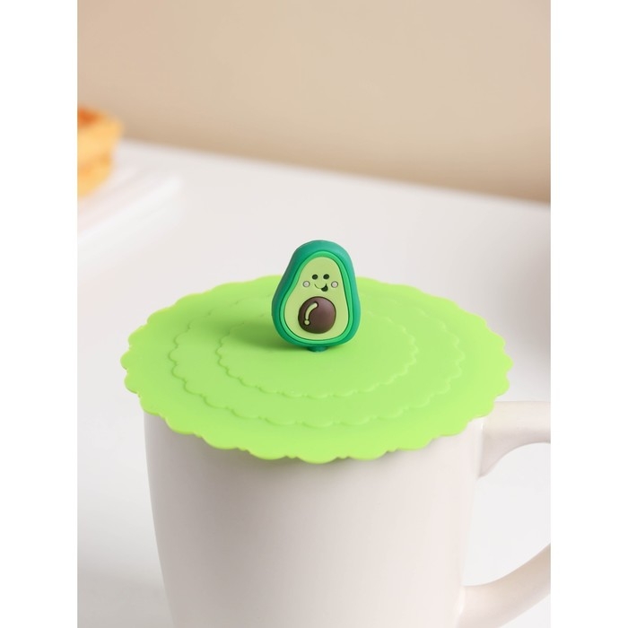 Крышка - непроливайка силиконовая Доляна «Авокадо», d=10 см, цвет зелёный Крышка - непроливайка силиконовая Доляна «Авокадо», d=10 см, цвет зелёный